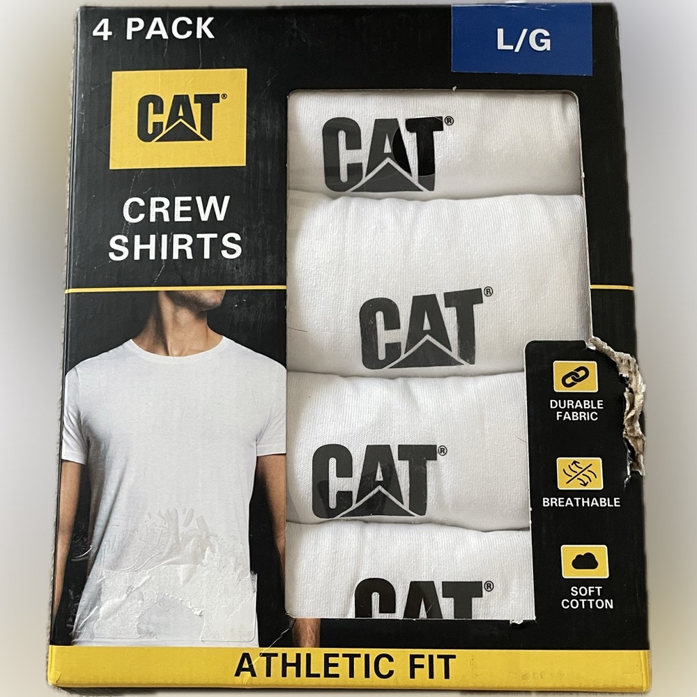 CAT Crew Shirts Athletic Fit For Men New In Box 4 Pack